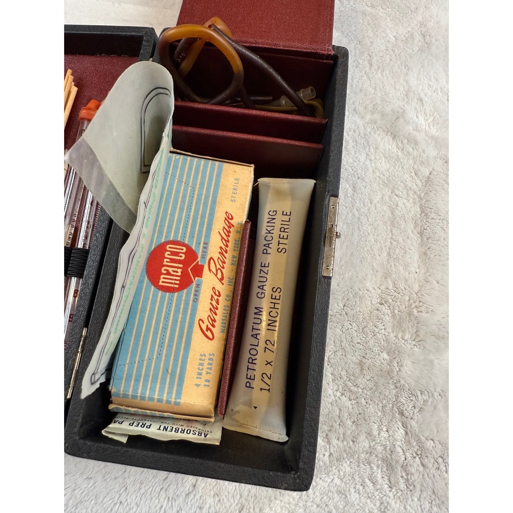 Vintage Clay Adams Sahli-Adams Medical Kit Glass Pipettes Gauze Case Collectible - Picture 5 of 12